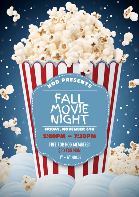 Illustrative Popcorn Movie Night Winter Poster House of Dance Fall Movie Night